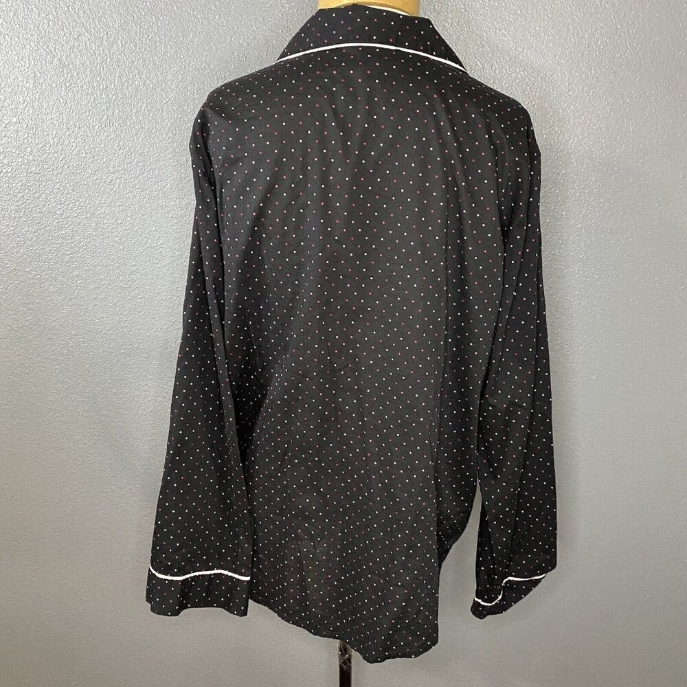 Victoria's Secret Pajama Top Women's Size‎ Medium Black Polka Dot Long Sleeve - Picture 4 of 7